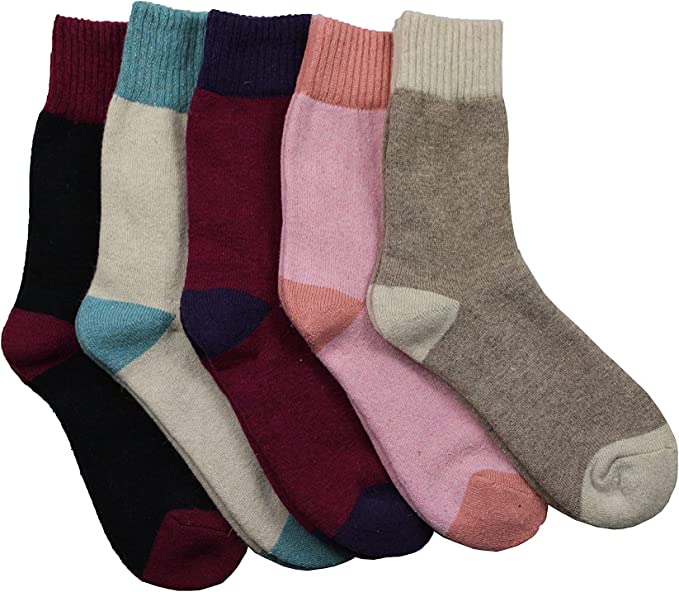 Ladies Coloured Heel Merino Wool Thermal Heated Socks – 2.4TOG (-25°C resistant)
