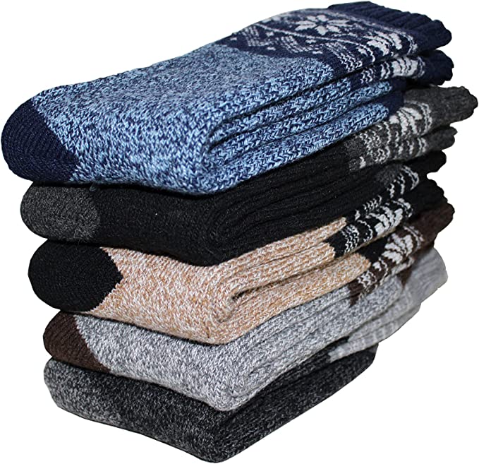 Men’s Snowflake Cushioned Extra Warm Merino Wool Socks – 2.4TOG (-25°C resistant)