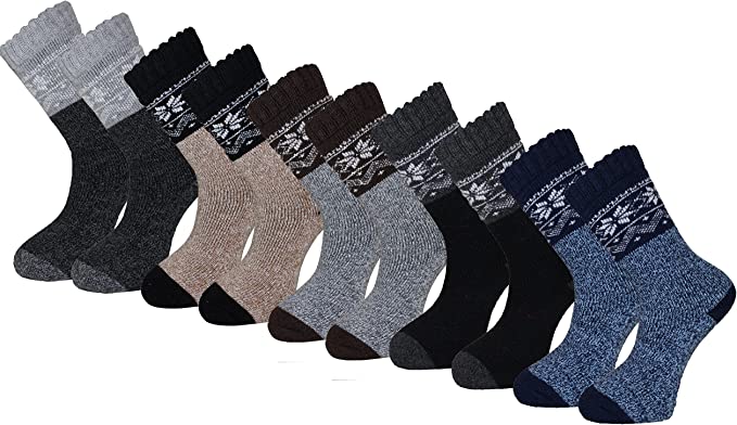 Men’s Snowflake Cushioned Extra Warm Merino Wool Socks – 2.4TOG (-25°C resistant)